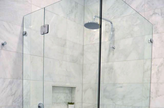 Grey Stoned Shower Room in Warwick